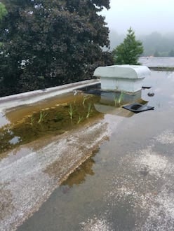 Ponding Water on Low Slope Roof