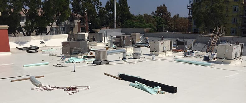 Restaurant roof install in Orange CA [credit - Roofing Standards Inc]