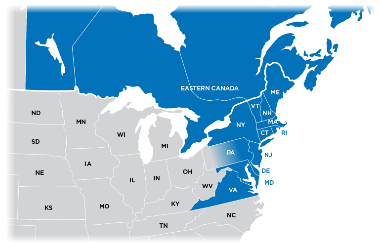 Technical Representative Map - Northeast region shown