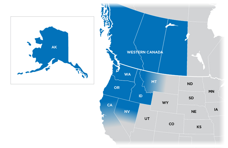 Technical Representative Map - Northwest region shown