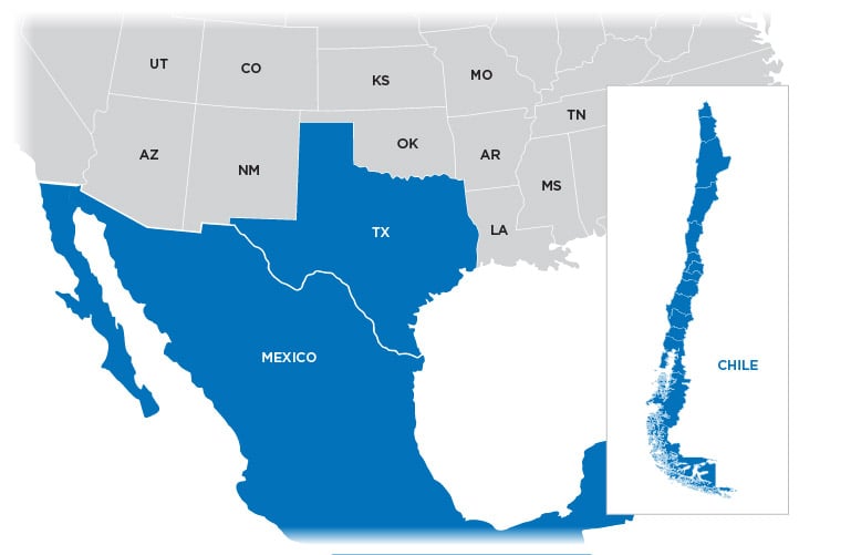 Technical Representative Map - Texas region shown