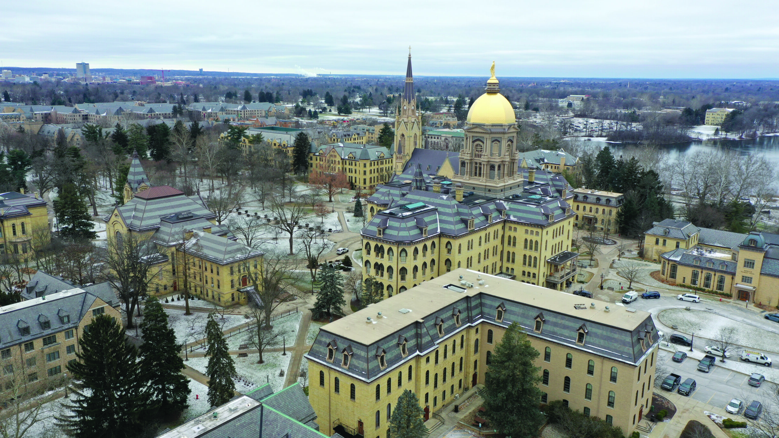 aerial view of Notre Dame